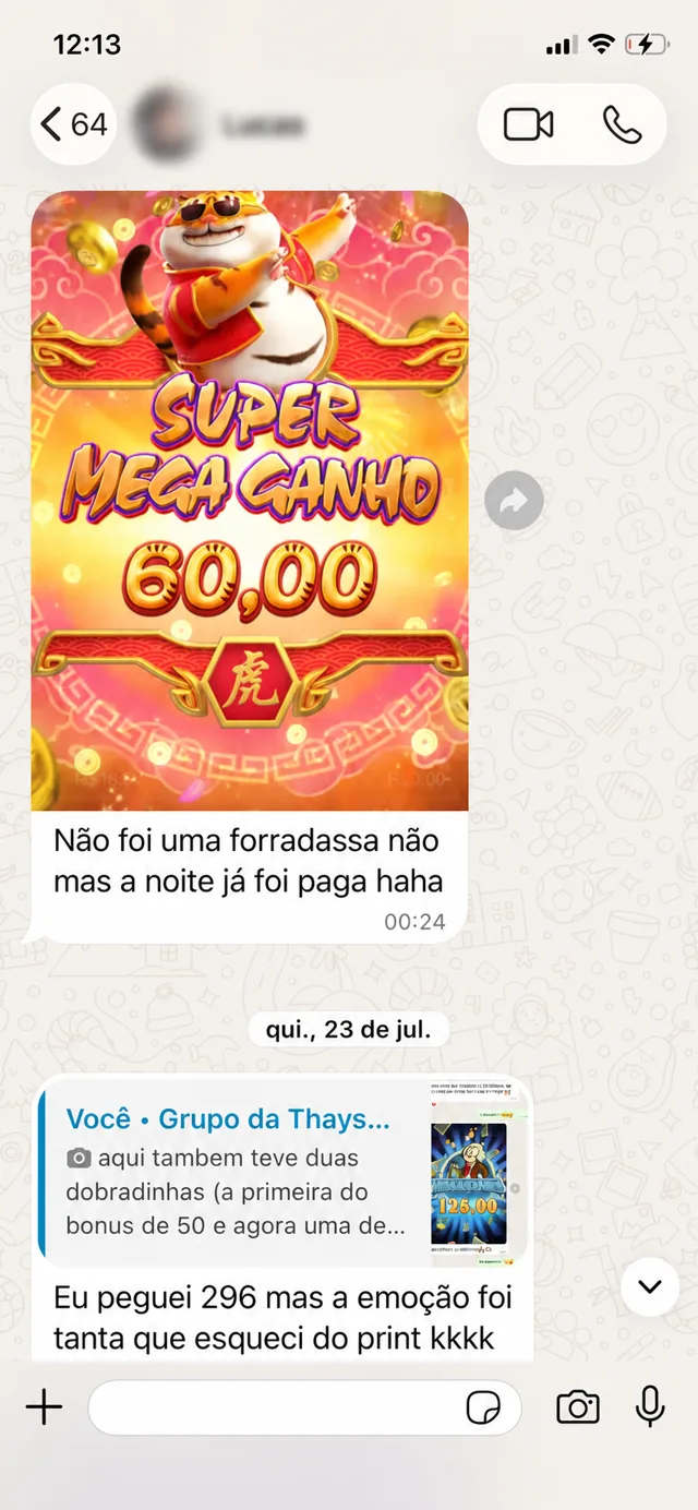 Relato de membro sobre resultado de 60 reais e mensagem no grupo