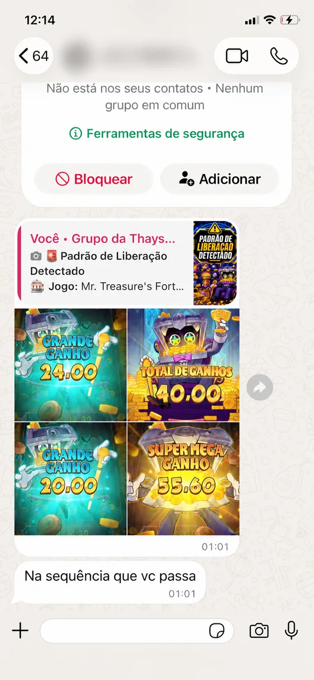 Relato de membro com sequência de resultados compartilhados