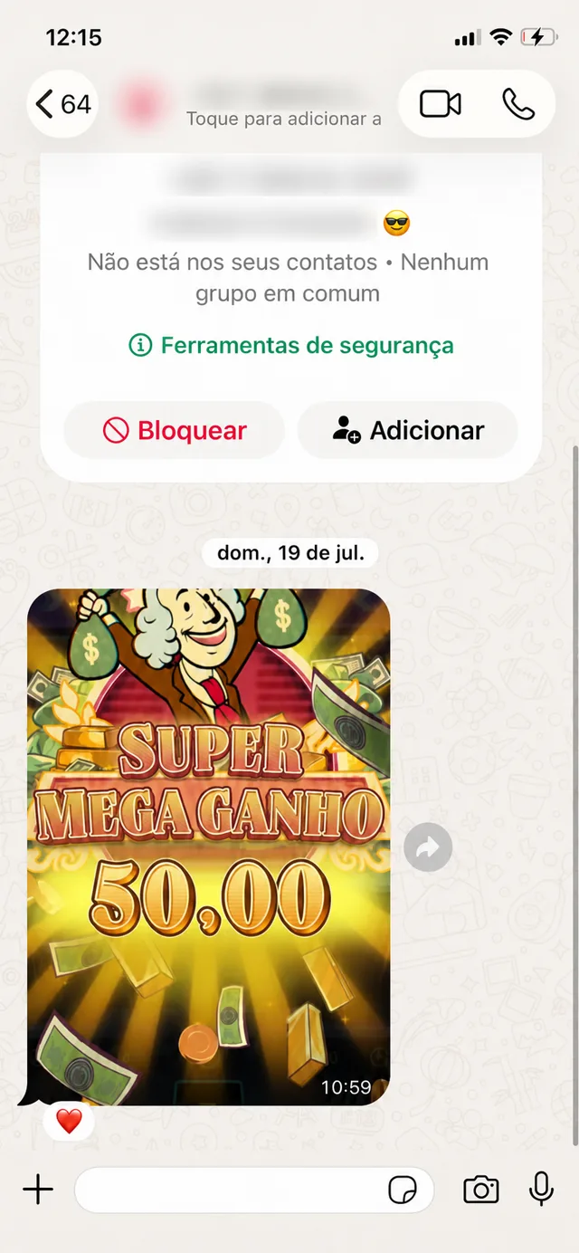 Relato de membro mostrando resultado de 50 reais